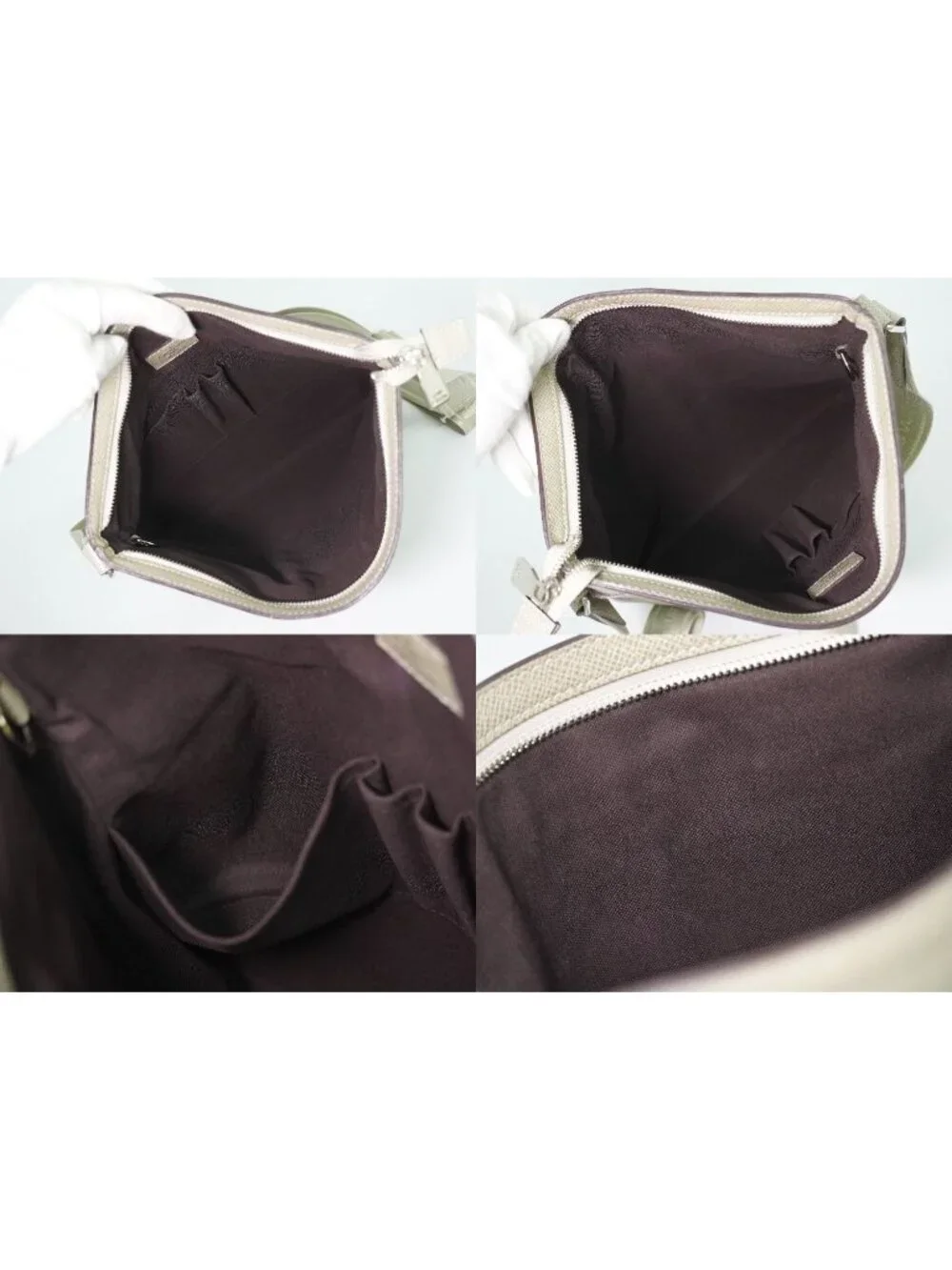 Louis Vuitton LV Taiga Leather Shoulder Bag Pochette Beige Sasha Second